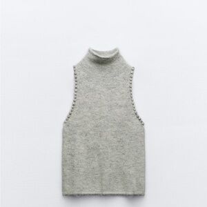 Zara SLEEVELESS JEWEL KNIT TOP Small